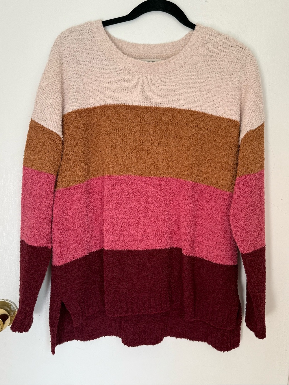 Maurices Colorblock Crewneck Sweater in Pink, Tan, Berry & Burgundy